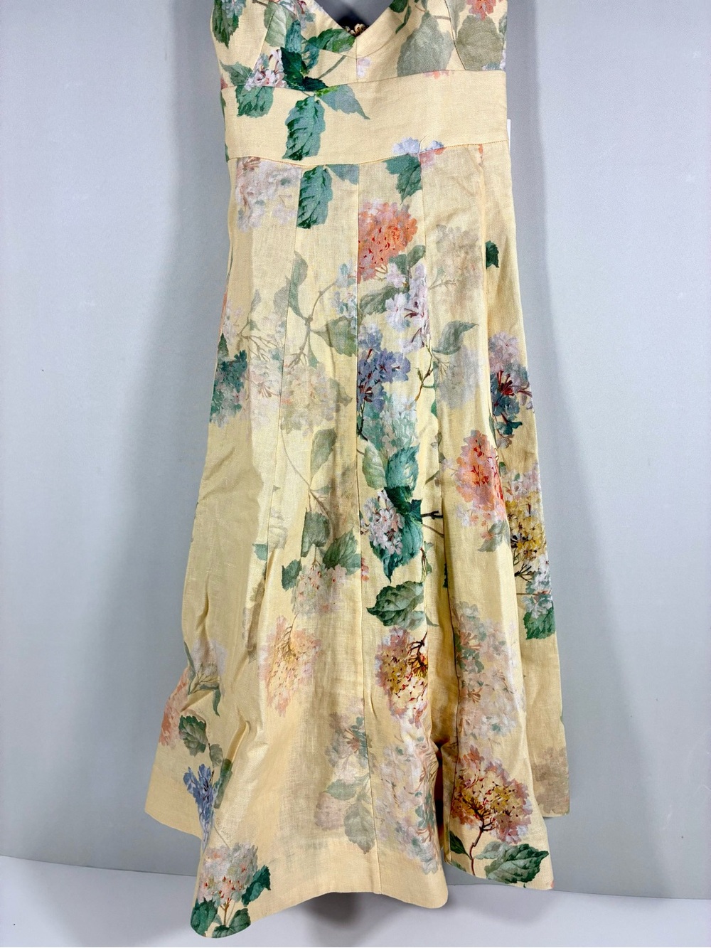 Zimmermann Illuminate Picnic Floral Linen Dress 2P Lemon Hydrangea NWT - Picture 11 of 17